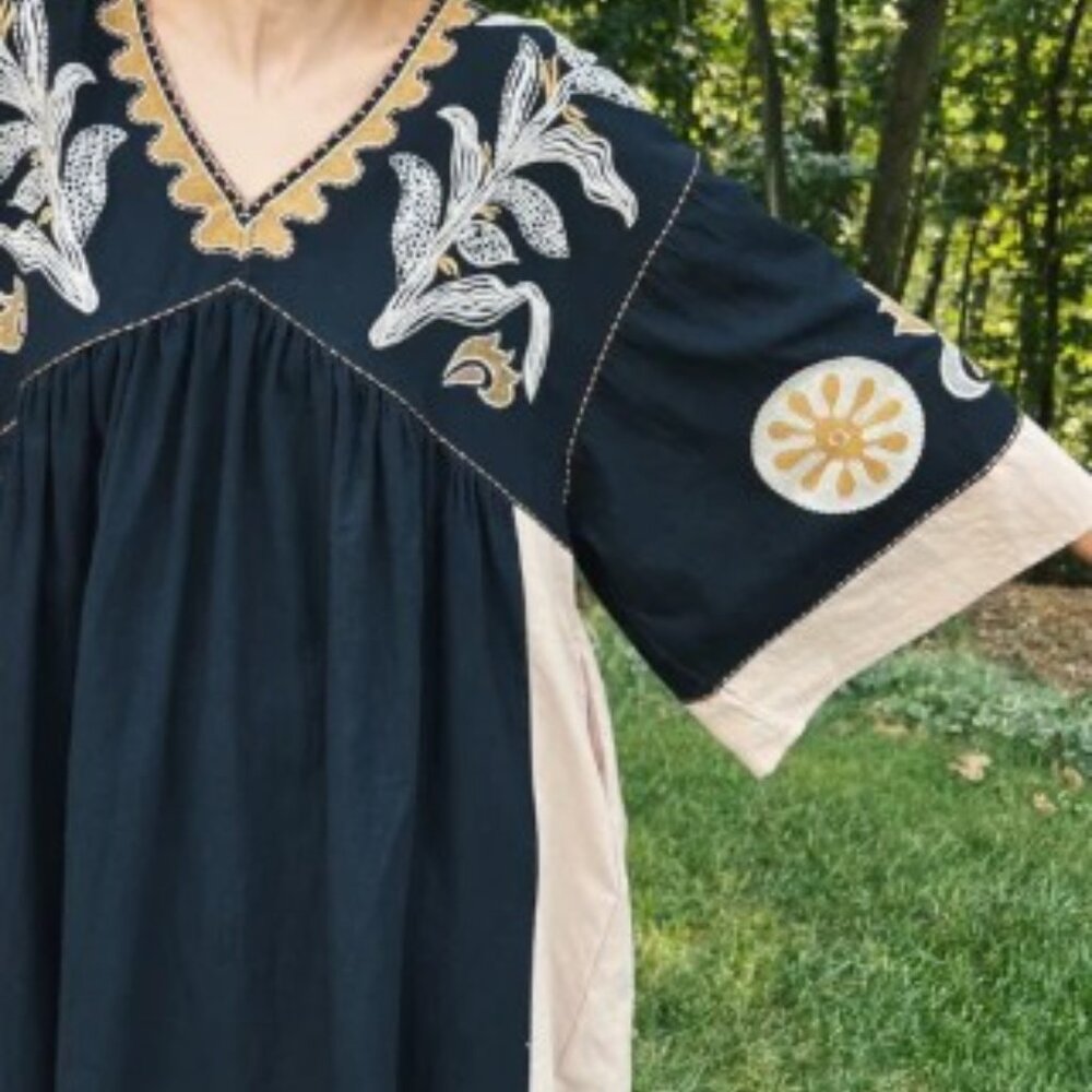 EASEL Golden Hour Babydoll Dress in Black - Picture 3 of 16